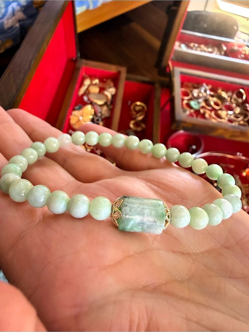 Genuine Grade A Jadeite Jade Beaded Bracelet